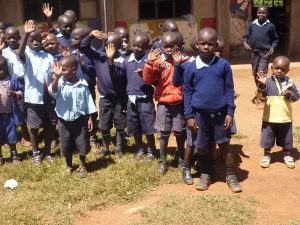 Kids waving at Rehobath PS